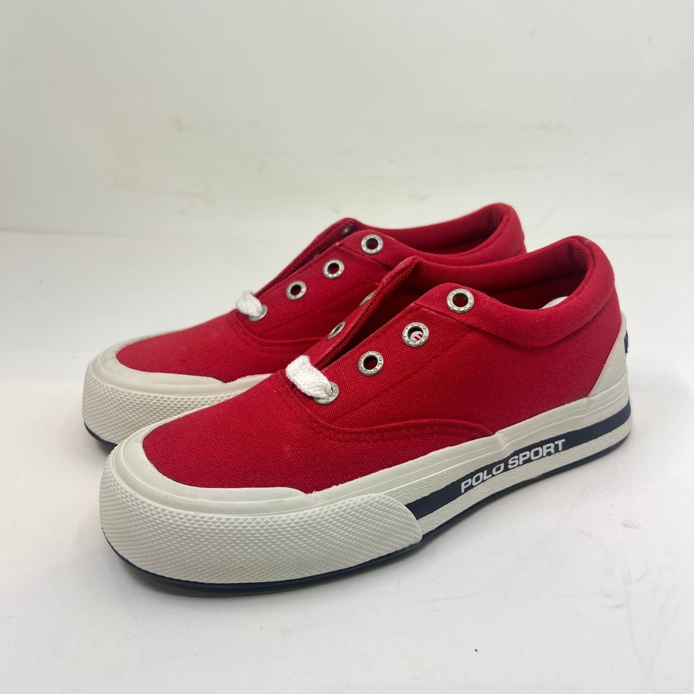 Polo Sport Ralph Lauren Clipper Sneakers Women's 5.5 Red Canvas Platform Low Top